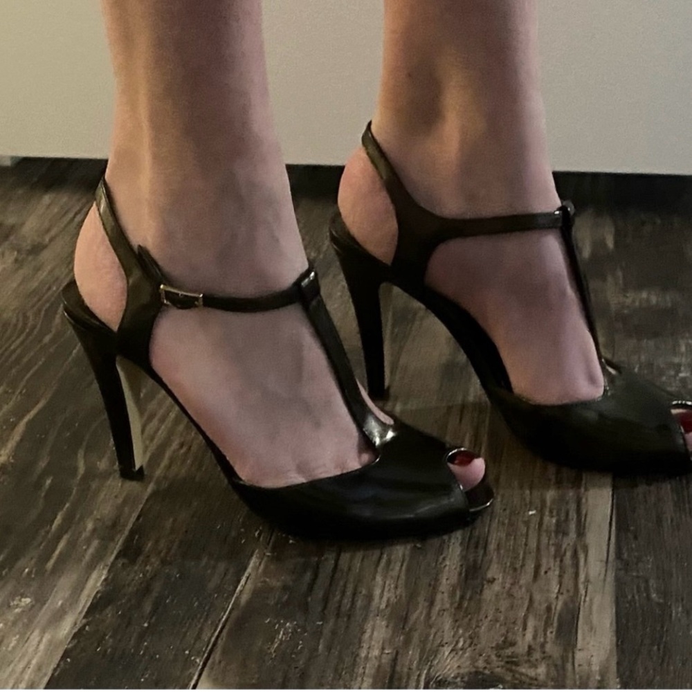 Anne Klein Bronze T-Strap Heels